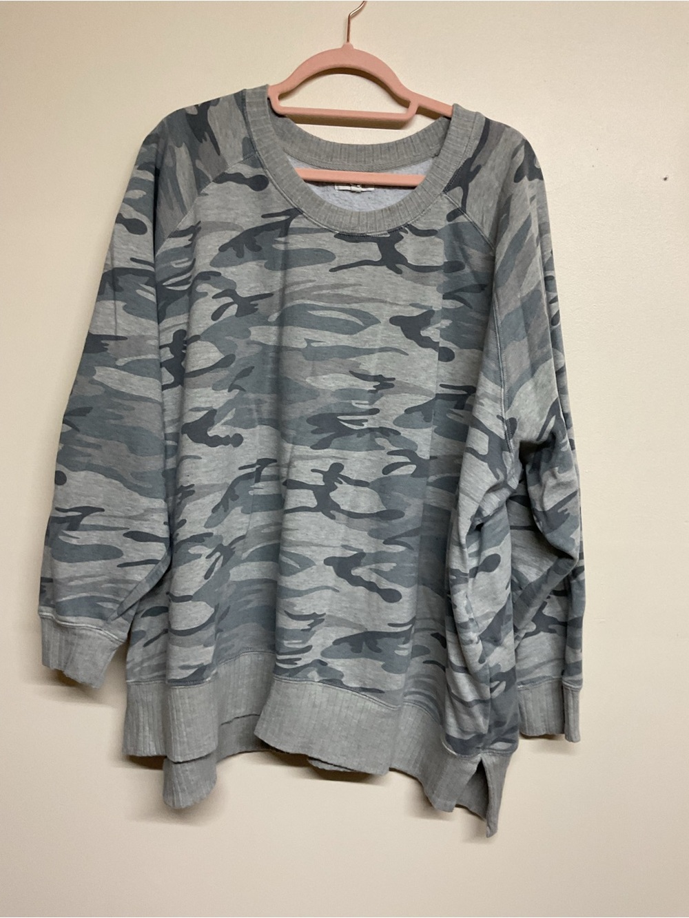 Maurices Gray Camo Oversized Crewneck Sweater